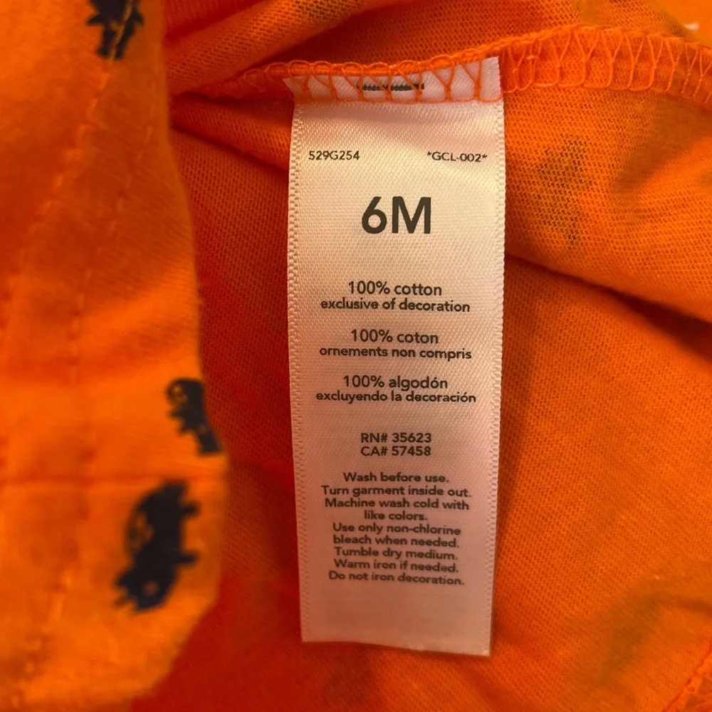 Carter’s Just One You Baby Boy Short Sleeve Polo Shirt Orange Blue Dinosaurs 6M